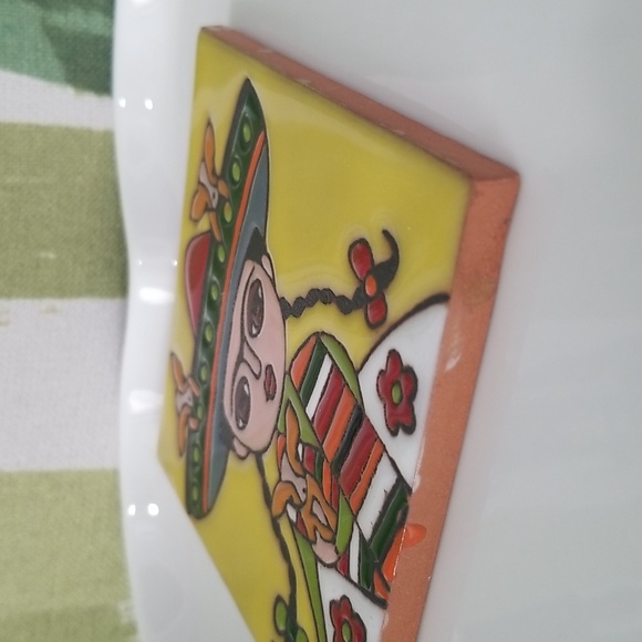 Cute Frida Kahlo And 3 Pups Colourful Decorative Tile - Picture 5 of 6